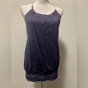 Lululemon No Limits Tank Top Navy Blue White W/ Built In Bra | Size 6